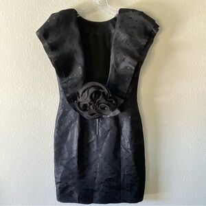 Albert Nipon Black Mini Dress with Floral Accent